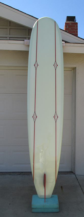 Bottom of 1967 Jacobs-Takayama Vintage Surfboard