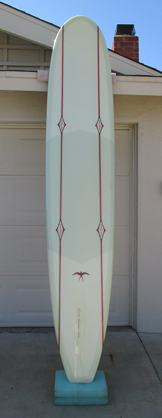 Deck of 1967 Jacobs-Takayama Vintage Surfboard
