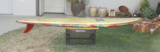Sideview of 1970 Wind an Sea Surfboards, Vintage Surfboard
