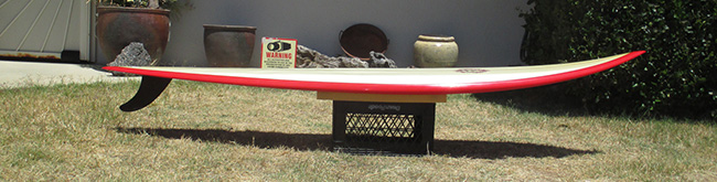 Sideview of 1975-76 Brewer Vintage Surfboard