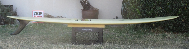 Sideview of 1968 Hansen Superlight Pintail Vintage Surfboard